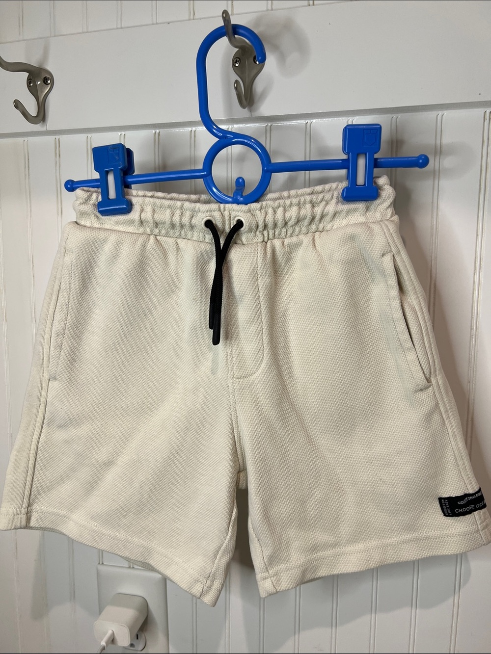 Zara Cream Knit Shorts with Black Drawstring